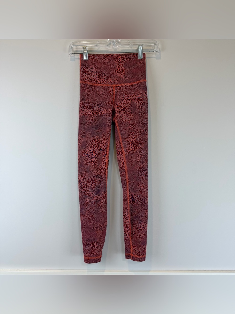 Lululemon Orange Blue Crackle Glaze Wunder Train Athletic Athleisure Leggings 2